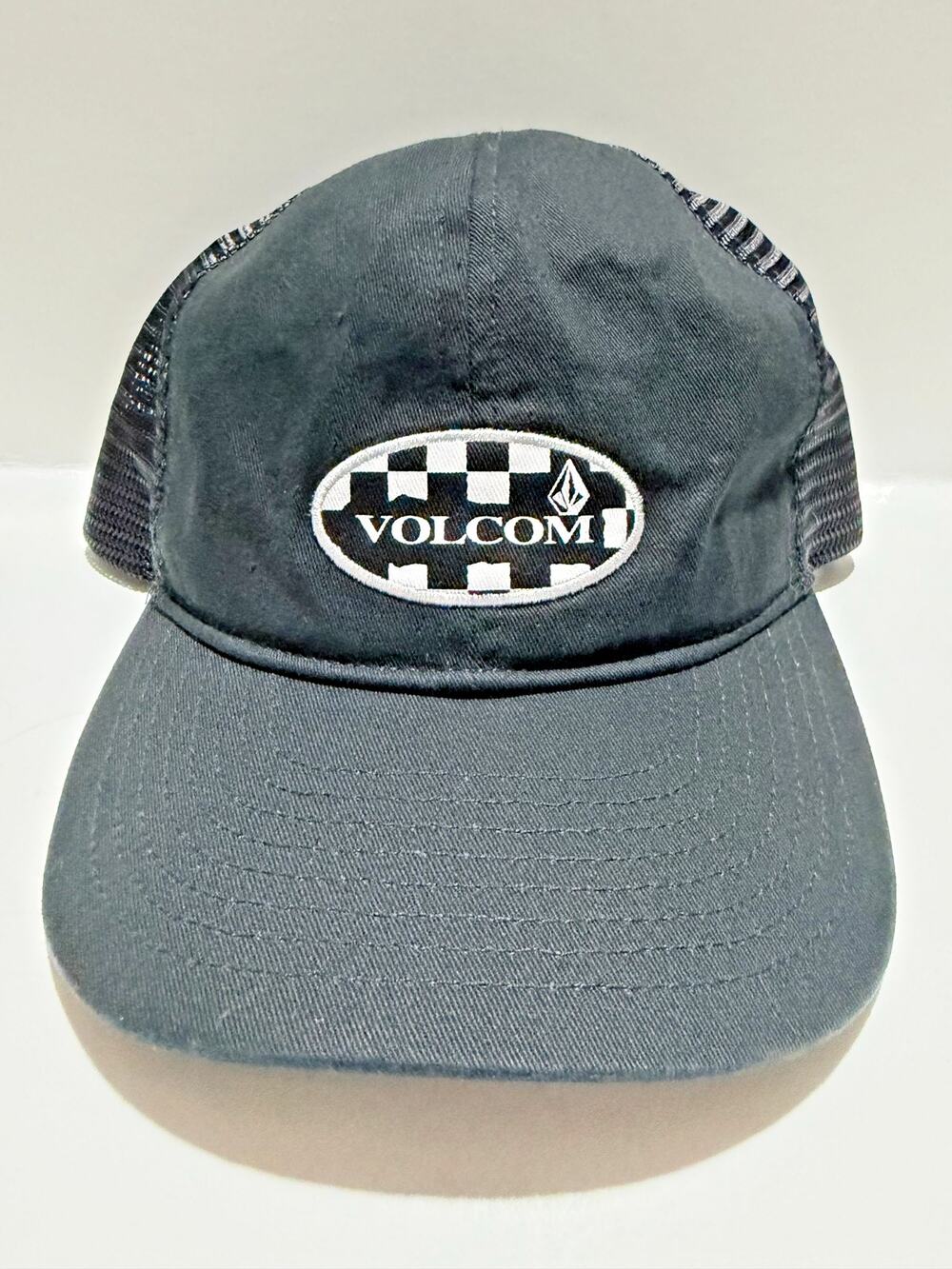 Volcom Hat Cap Snapback Black Checkered Mesh Trucker Patch Logo